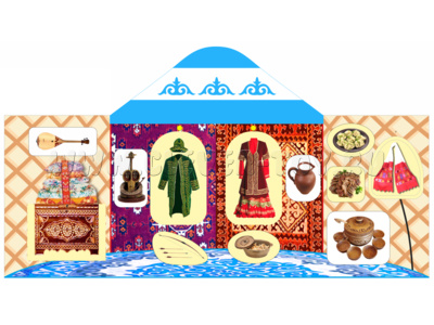 Папка мягкая "Юрта казахская", текстиль